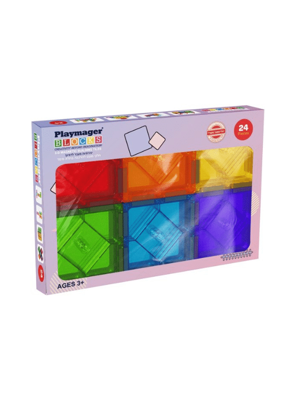 פליימאגר סט 24 ריבועים מגנטים
